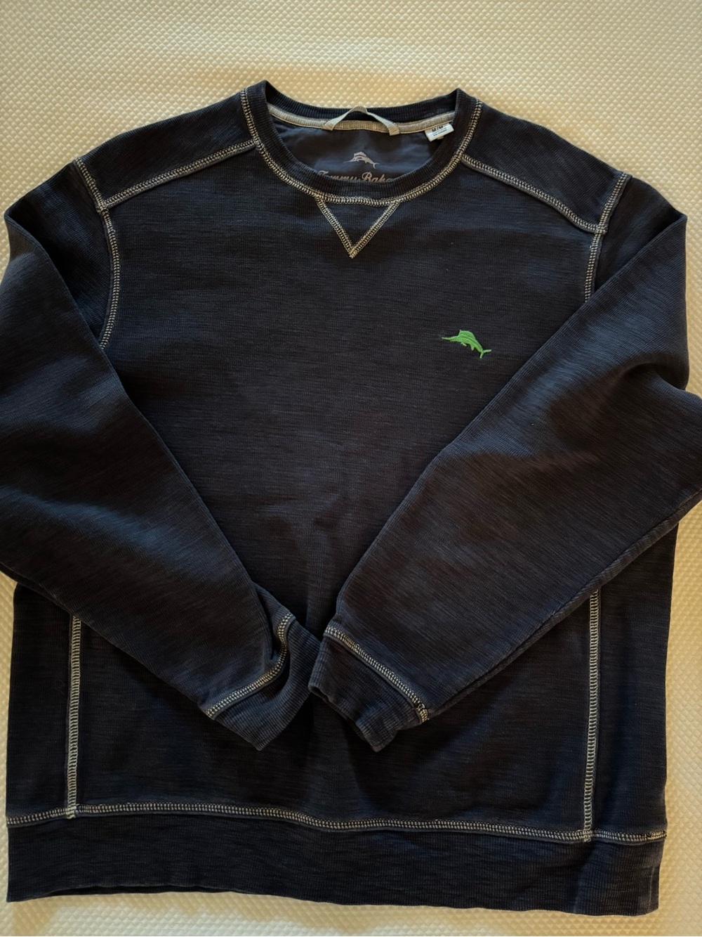 Tommy Bahama Navy Crewneck Sweater with Green Marlin Logo